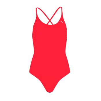 Puma V-Neck Padded Swimsuit Röd X-Small Dam | apparel & accessories - clothing - swimwear | ModeLejon
