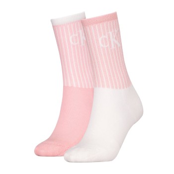 Calvin Klein Strumpor 2P Glossy Rib Crew Socks Vit/Rosa Strl 35/38 Dam | apparel & accessories - clothing - underwear & socks - socks | ModeLejon