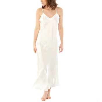 Damella Long Silk Nightdress Elfenben silke X-Small Dam | apparel & accessories - clothing - sleepwear & loungewear - nightgowns | ModeLejon