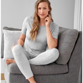 Damella Bamboo Short Sleeve Pyjamas Grå Bambu Large Dam | apparel & accessories - clothing - sleepwear & loungewear - pajamas | ModeLejon