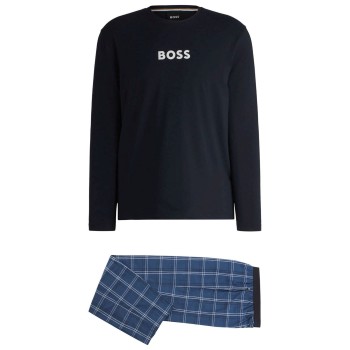 BOSS Easy Long Night Set Blå bomull Medium Herr | apparel & accessories - clothing - sleepwear & loungewear - pajamas | ModeLejon