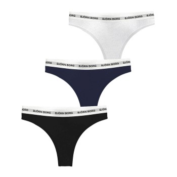 Björn Borg Trosor 3P Logo Thong Flerfärgad bomull Medium Dam | apparel & accessories - clothing - underwear & socks - lingerie | ModeLejon