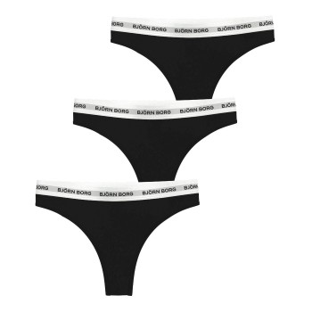 Björn Borg Trosor 3P Logo Thong Svart bomull X-Large Dam | apparel & accessories - clothing - underwear & socks - lingerie | ModeLejon