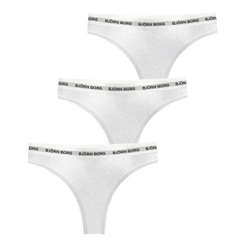 Björn Borg Trosor 3P Logo Thong Vit bomull X-Small Dam | apparel & accessories - clothing - underwear & socks - lingerie | ModeLejon