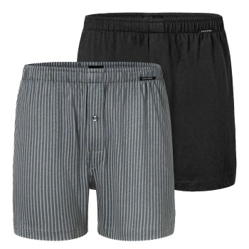 Schiesser Kalsonger 2P Long Boxershorts Svart/Grå bomull 6XL Herr | apparel & accessories - clothing - underwear & socks - underwear | ModeLejon