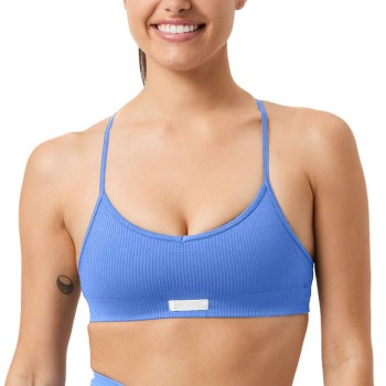 Björn Borg BH Studio Seamless Ribbed Strap Bra Blå polyamid Medium Dam | apparel & accessories - clothing - underwear & socks - bras | ModeLejon