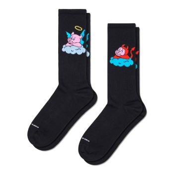 2-Pack Happy Socks Good Pig Bad Pig Sneaker Sock