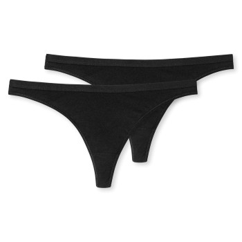 Schiesser Trosor 2P 95-5 Organic Cotton Thongs Svart ekologisk bomull X-Small Dam | apparel & accessories - clothing - underwear & socks - lingerie | ModeLejon