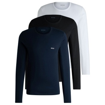 BOSS 3P Long Underwear Shirt Svart/Marin/Vit bomull Medium Herr | apparel & accessories - clothing - shirts & tops | ModeLejon