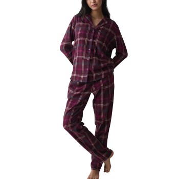 Triumph Boyfriend Long Sleeved Pyjama Set Vinröd bomull 46 Dam