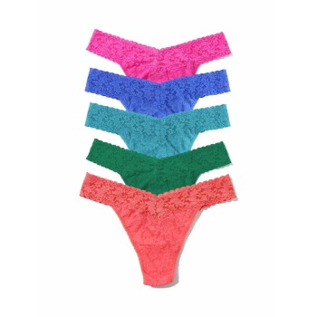 Hanky Panky Trosor 5P Signature Lace Original Rise Thongs Flerfärgad nylon One Size Dam | apparel & accessories - clothing - underwear & socks - lingerie | ModeLejon