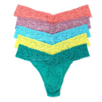 Hanky Panky Trosor 5P Signature Lace Original Rise Thongs Flerfärgad-2 nylon One Size Dam | apparel & accessories - clothing - underwear & socks - lingerie | ModeLejon