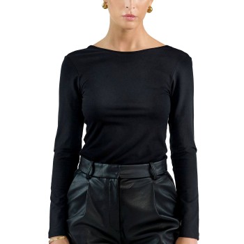 Bread and Boxers Long Sleeve Scoop Back Shirt