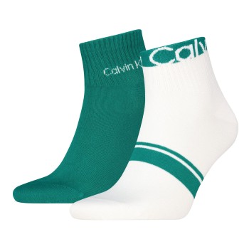 Calvin Klein Strumpor 2P Cotton Logo Stripe Ankle Socks Jadegrön One Size Herr | apparel & accessories - clothing - underwear & socks - socks | ModeLejon