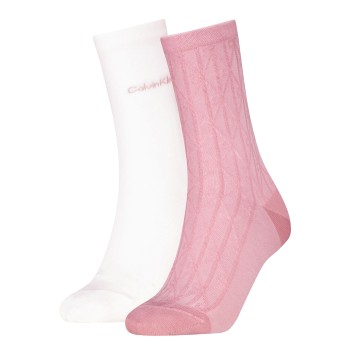 Calvin Klein Strumpor 2P Soft Cotton Stretch Crew Socks Vit/Rosa One Size Dam | apparel & accessories - clothing - underwear & socks - socks | ModeLejon