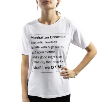 Läs mer om DKNY Spell It Out Short Sleeve Tee Vit Medium Dam