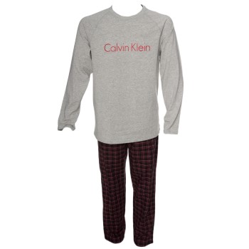 Läs mer om Calvin Klein Holiday PJ Woven LS Pant Set Grå/Röd bomull Medium Herr