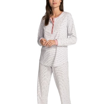 Calida Sweet Dreams Pyjama Button Tab Rosa randig bomull X-Small Dam