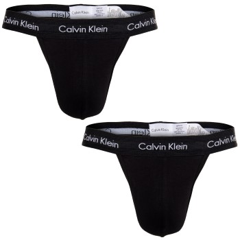 Läs mer om Calvin Klein Kalsonger 2P Cotton Stretch Thong Svart bomull Small Herr