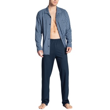 Läs mer om Calida Relax Imprint Buttoned Pyjama Blå bomull Medium Herr