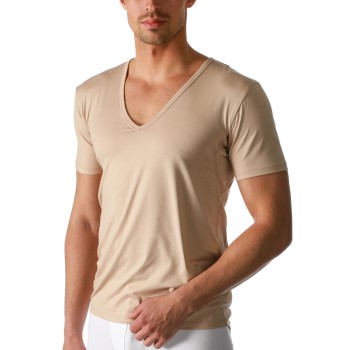 Läs mer om Mey Dry Cotton Functional V-Neck Shirt Beige X-Large Herr