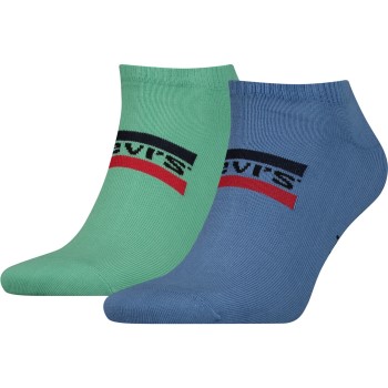 Läs mer om Levis Strumpor 2P Sportswear Logo Low Cut Sock Blå/Grön Strl 39/42