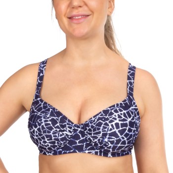 Läs mer om Damella Sophia Navy Crackle Underwire Bikini Bra Marin mönstrad polyester E 38 Dam
