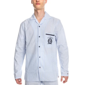 Läs mer om Tommy Hilfiger Tommy Sleep Pyjama Shirt Ljusblå Randig X-Large Herr