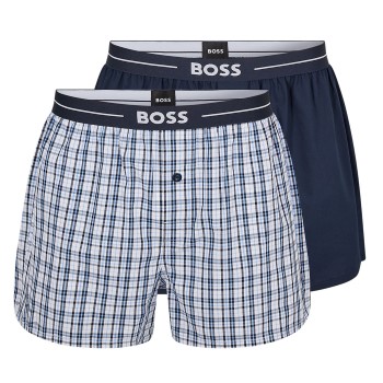 Läs mer om BOSS Woven Boxer Shorts With Fly Kalsonger 2P Mörkblå bomull Medium Herr