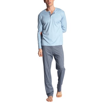 Läs mer om Calida Relax Choice Long Sleeve Pyjama Ljusblå bomull Medium Herr