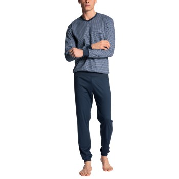 Läs mer om Calida Relax Choice Pyjama With Cuff Indigoblå bomull X-Large Herr