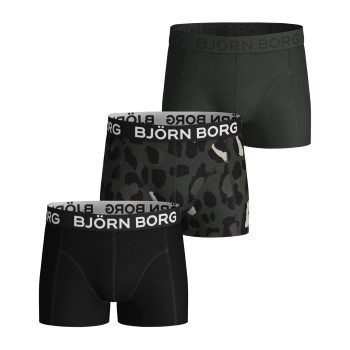 Läs mer om Björn Borg Kalsonger 3P Cotton Stretch Shorts For Boys 2033 Svart mönstrad bomull 122-128