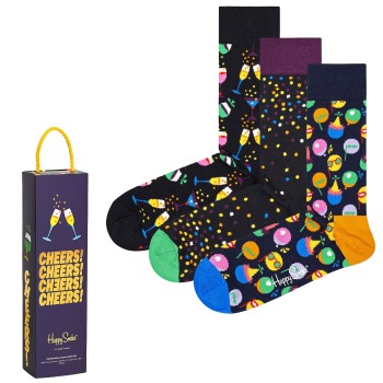 Läs mer om Happy socks Strumpor 3P Celebration Socks Gift Box Svart mönstrad bomull Strl 41/46