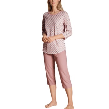 Läs mer om Calida Lovely Nights Crop Pyjama Rosa Mönstrad bomull X-Small Dam