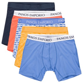 Läs mer om Panos Emporio Kalsonger 5P Bamboo Cotton Boxers Blå/Orange Medium Herr