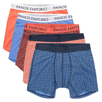 Läs mer om Panos Emporio Kalsonger 5P Bamboo Cotton Boxers Orange/Mörkblå Large Herr