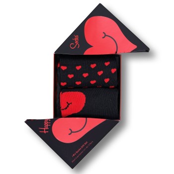 Läs mer om Happy socks Strumpor 2P I Love You Hearts Gift Box Svart mönstrad bomull Strl 41/46