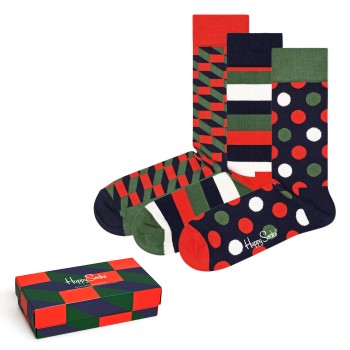 Läs mer om Happy socks Strumpor 3P Classic Holiday Gift Box Röd/Grön bomull Strl 41/46