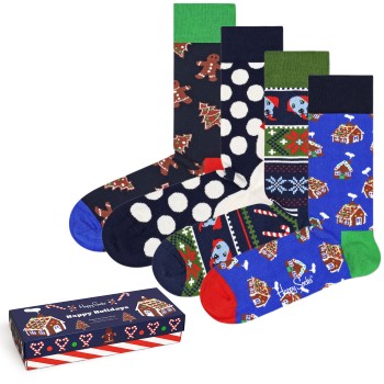 Läs mer om Happy socks Strumpor 4P Gingerbread Cookies Gift Box Flerfärgad bomull Strl 41/46