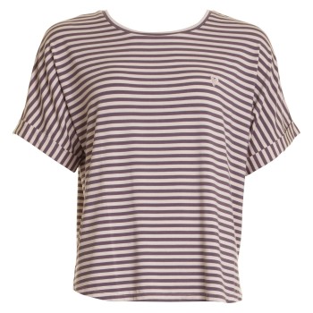 Läs mer om Missya Softness Stripe SS T-shirt Plommon modal Medium Dam