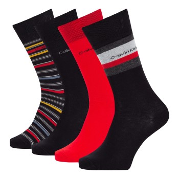 Läs mer om Calvin Klein Strumpor 4P David Crew Socks Gift Box Svart/Röd One Size Herr