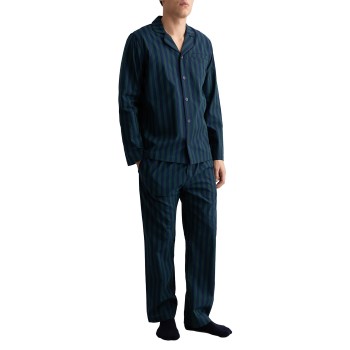Läs mer om Gant Woven Cotton Stripe Pajama Set Blå/Grön bomull Medium Herr