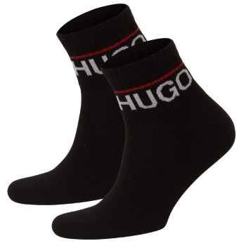 Läs mer om HUGO Strumpor 2P Label Rib Short Socks Svart Strl 43/46