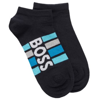 Läs mer om BOSS Stripe Cotton Ankle Socks Strumpor 2P Mörkblå Strl 43/46