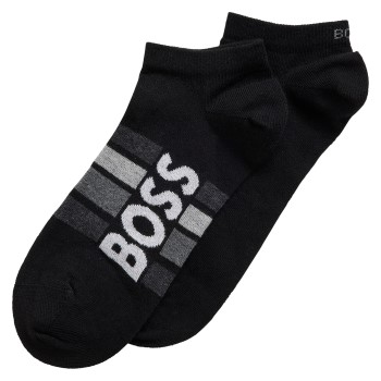 Läs mer om BOSS Stripe Cotton Ankle Socks Strumpor 2P Svart Strl 39/42