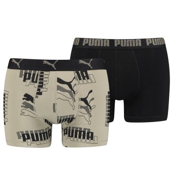 Läs mer om Puma Kalsonger 2P Logo Print Boxer Sand bomull Medium Herr