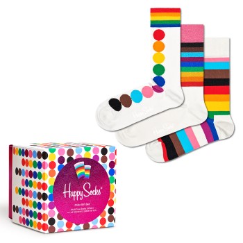 Läs mer om Happy socks Strumpor 3P Pride Print Gift Box Vit bomull Strl 36/40