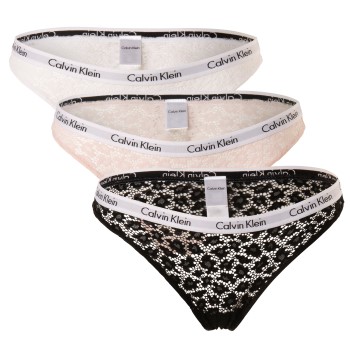 Calvin Klein Trosor 3P Carousel Lace Core Brazilian Svart/Rosa polyamid Large Dam