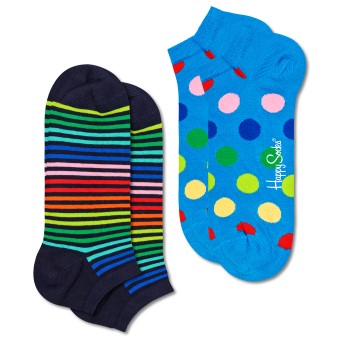 Läs mer om Happy socks Strumpor 2P Mini Stripe Low Sock Marin/Blå bomull Strl 41/46
