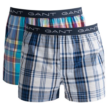 Läs mer om Gant Kalsonger 2P Cotton With Fly Boxer Shorts Rutig bomull Medium Herr